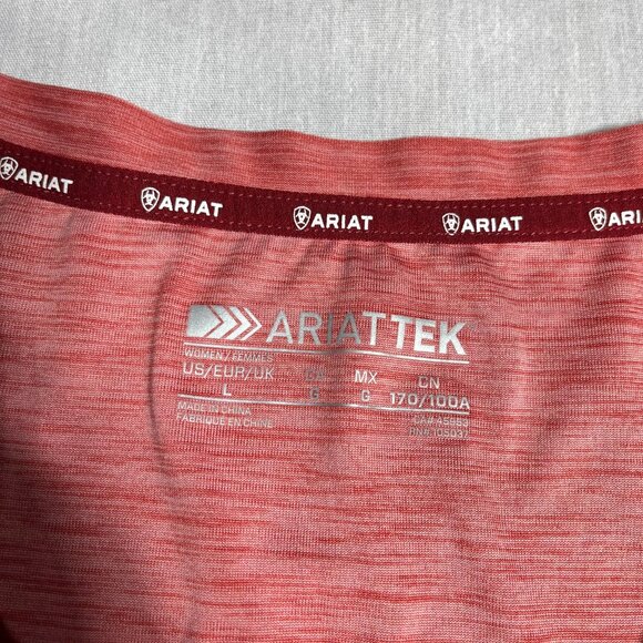 ARIAT TEK Long Sleeve T-Shirt Women Large Red Heather V-Neck Lightweight Cooling - Picture 5 of 6